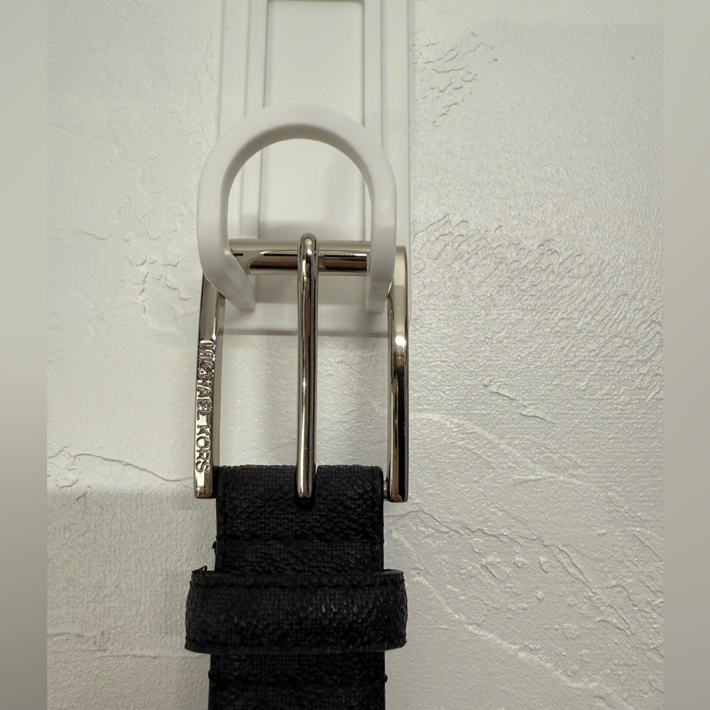 Michael Kors Black Belt with Silver Buckle